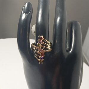 Geourgeous Multicolor Cubic Zirconia Gold Plated Polished Woman Ring